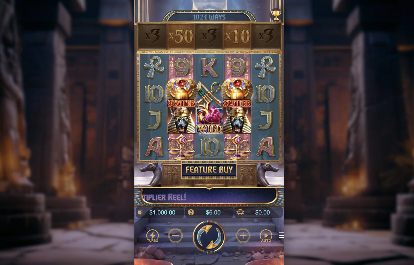 Игровое поле Anubis Wrath: барабаны 5×4 и 1024 ways